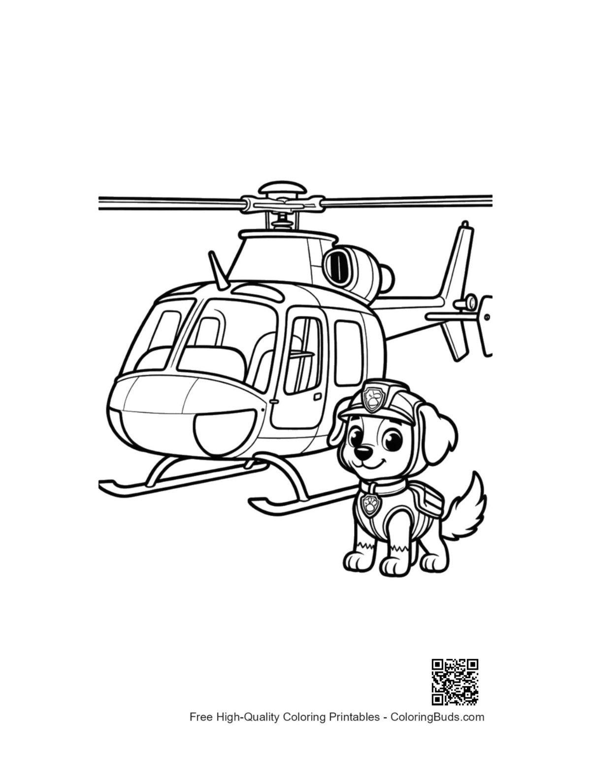 Cute rescue chopper coloring page printable