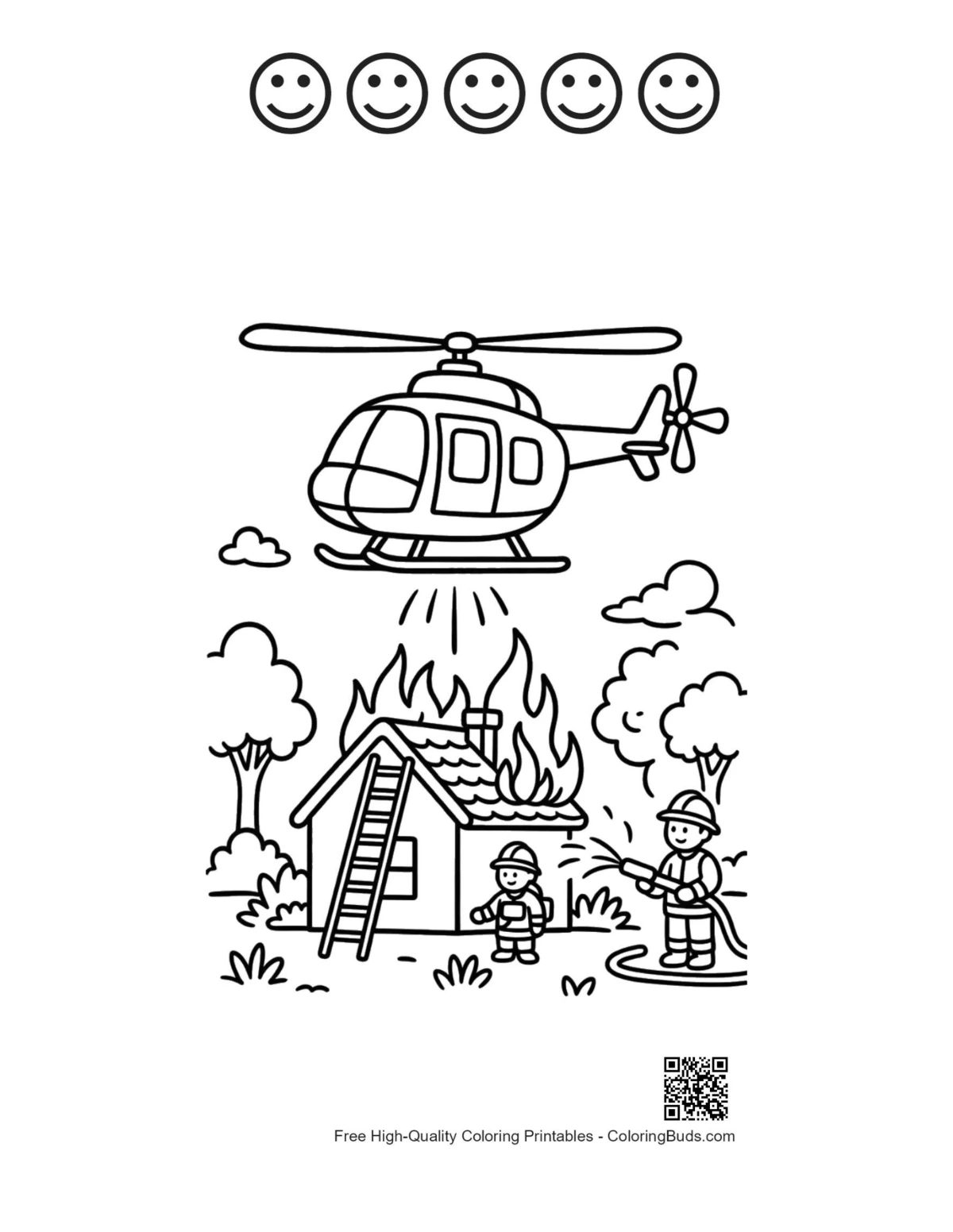Cute rescue chopper with happy faces printable