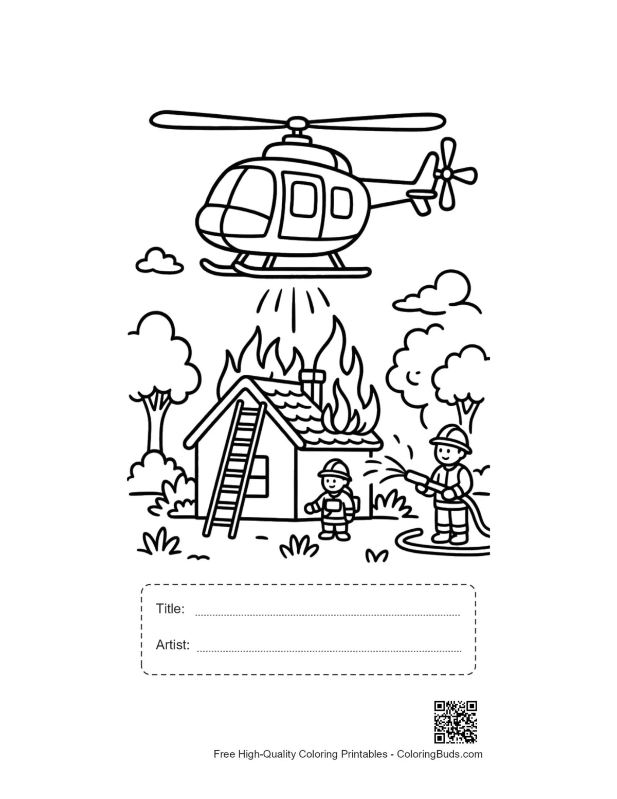 Cute rescue chopper printable with title box