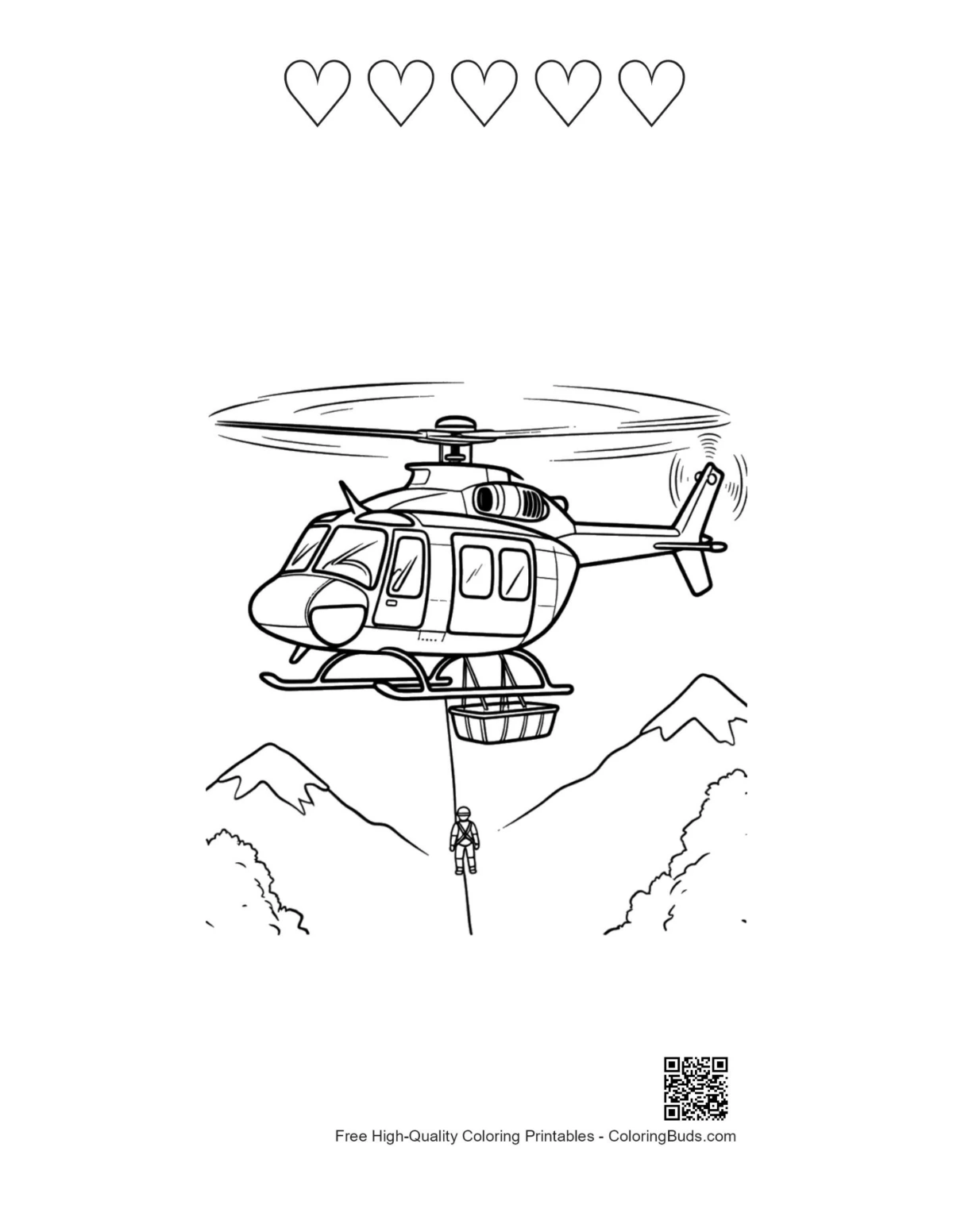 Cute chopper printable with 5 heart outlines