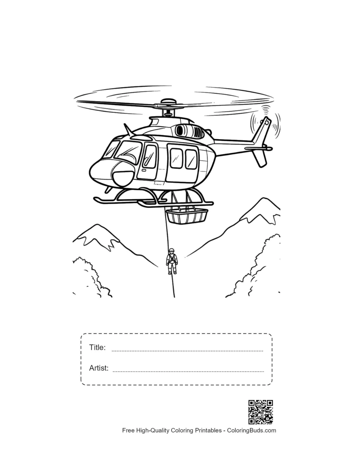 Cute rescue chopper printable with title box