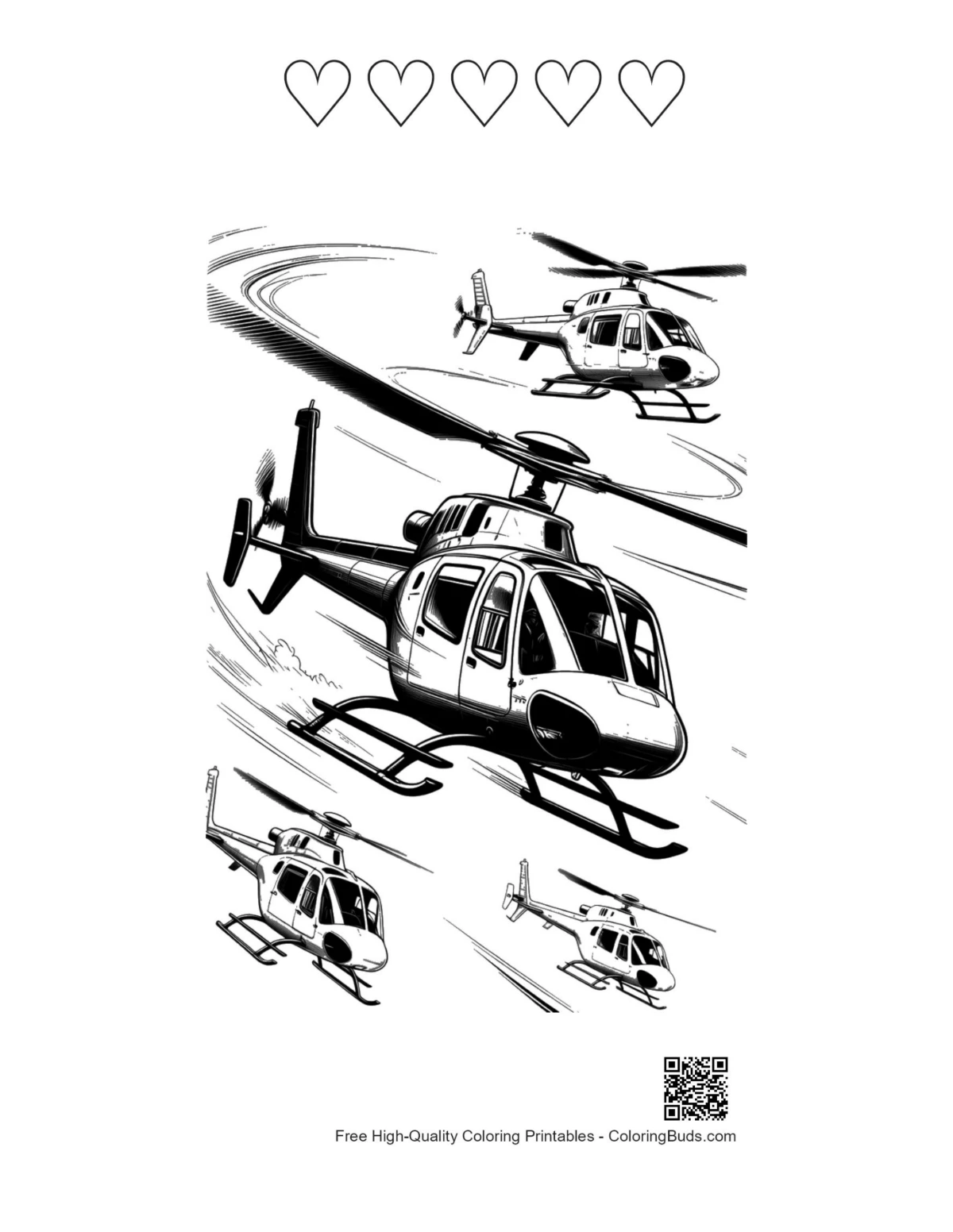 Dynamic choppers with heart outlines printable