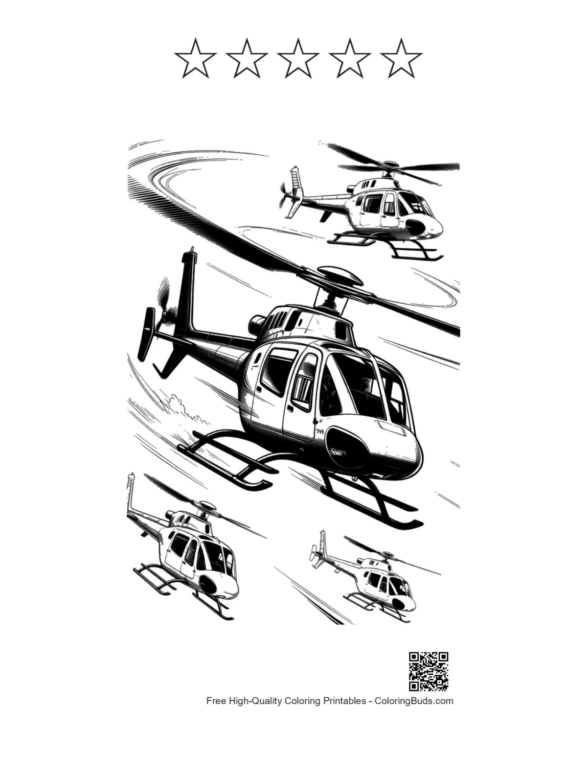 Rescue choppers with 5-star outline printable
