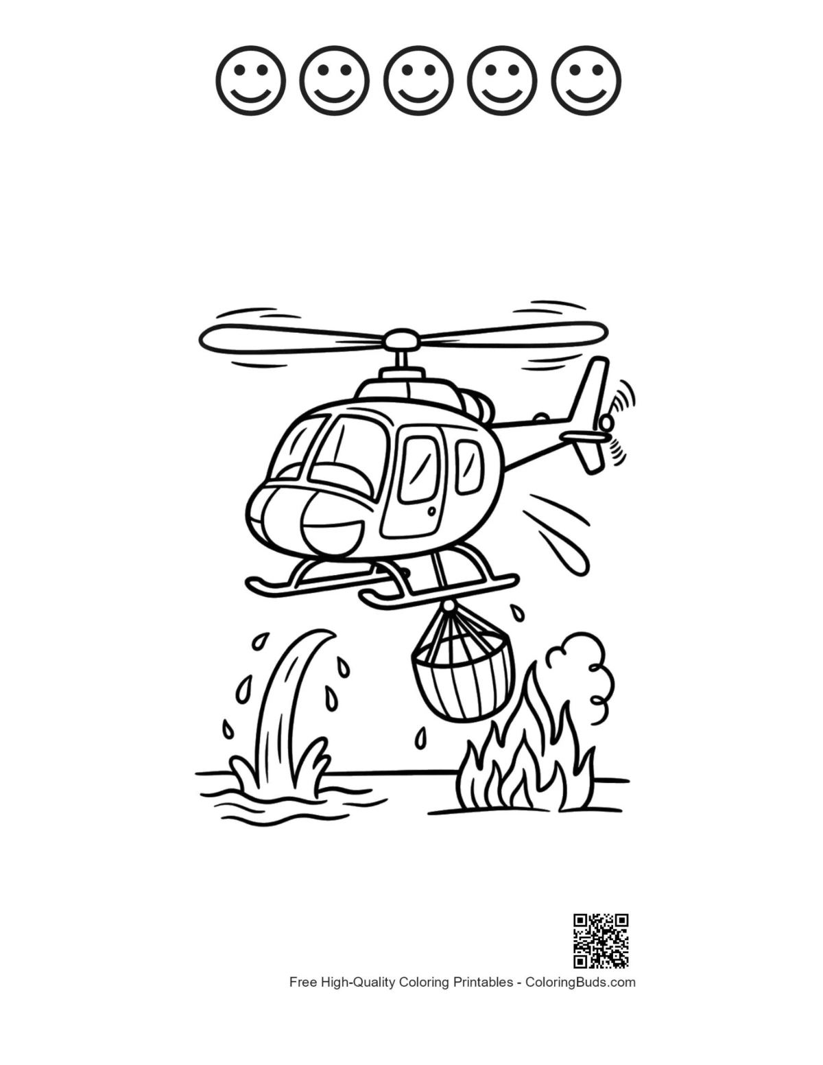 Wildfire chopper printable with 5 happy faces outlines