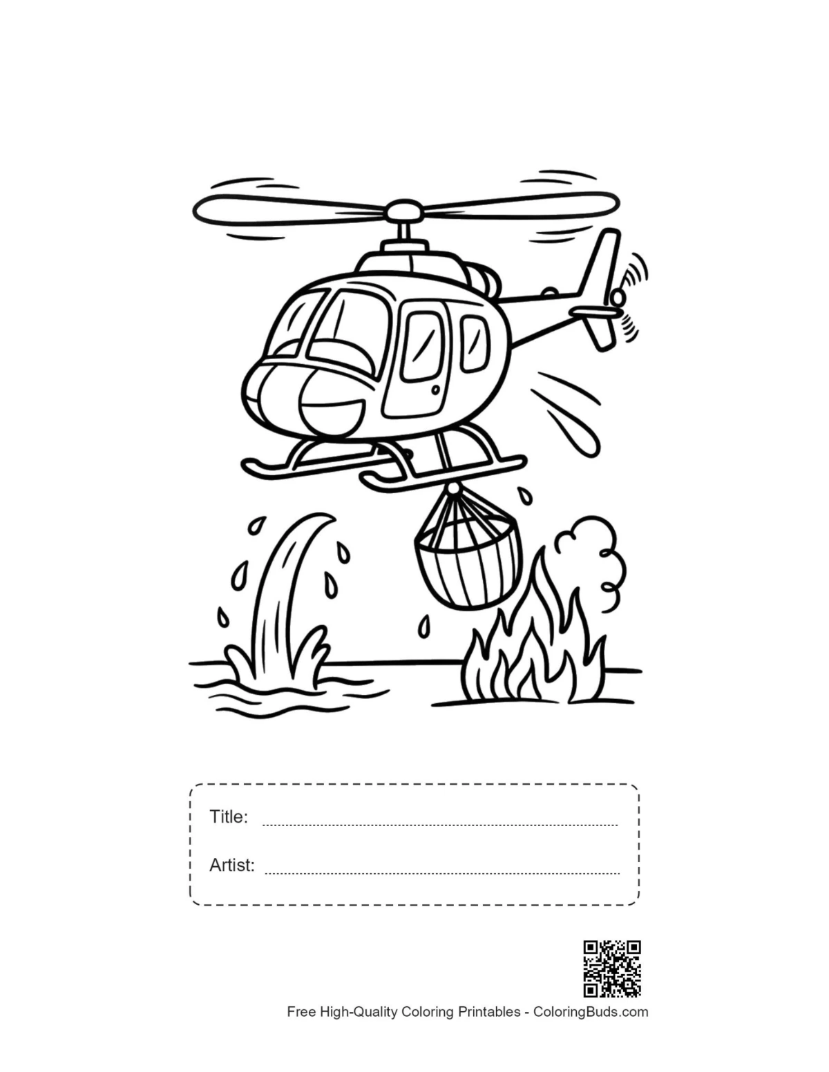 Rescue chopper wildfire printable with title artist box