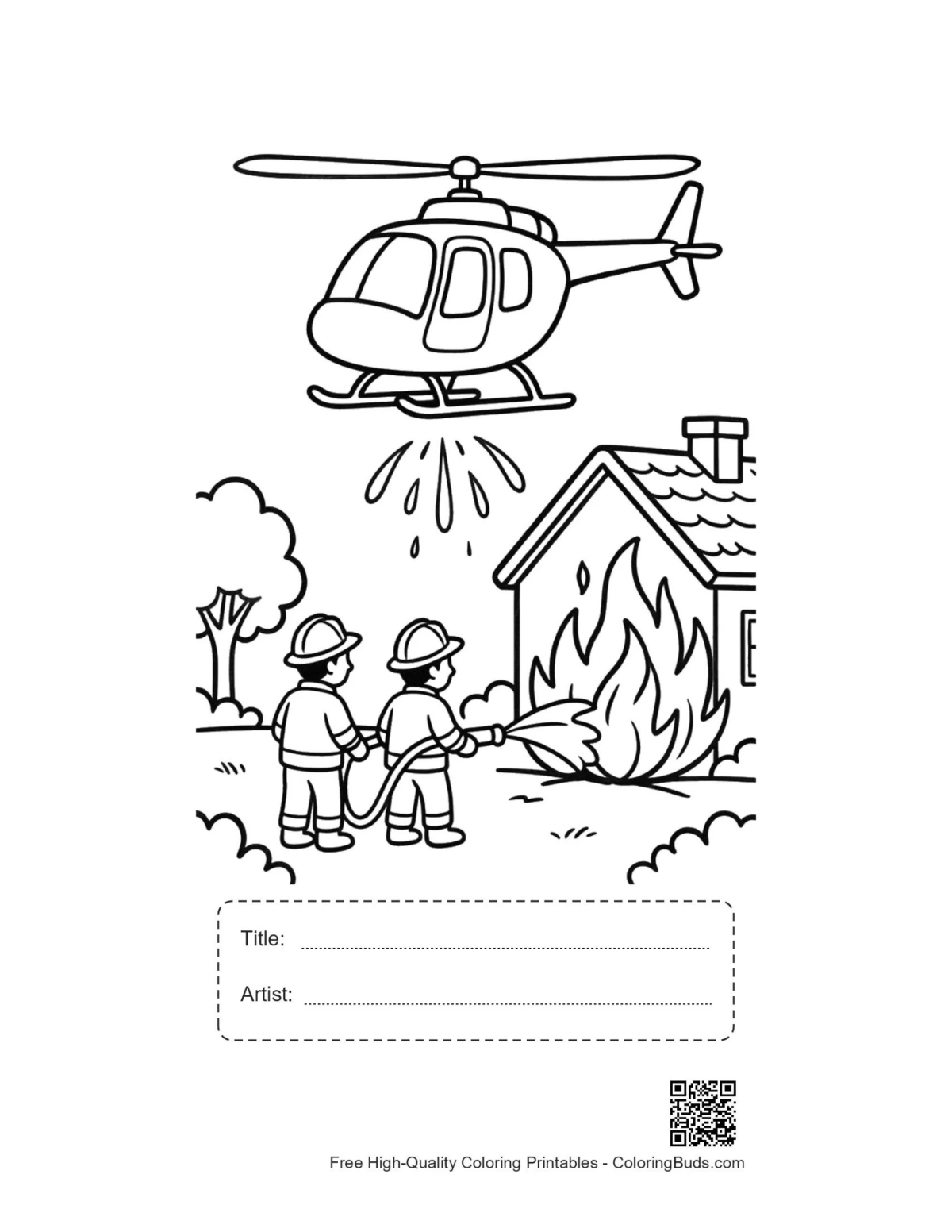 Rescue chopper firefighters home fire printable with title box