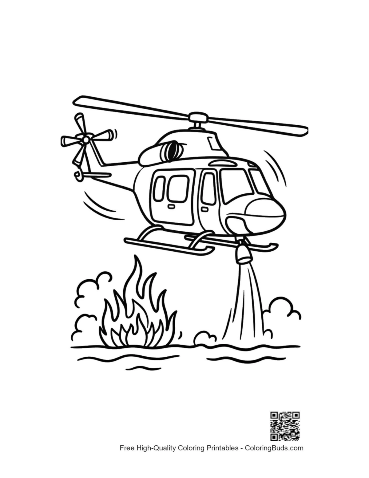 Printable rescue chopper coloring page outline