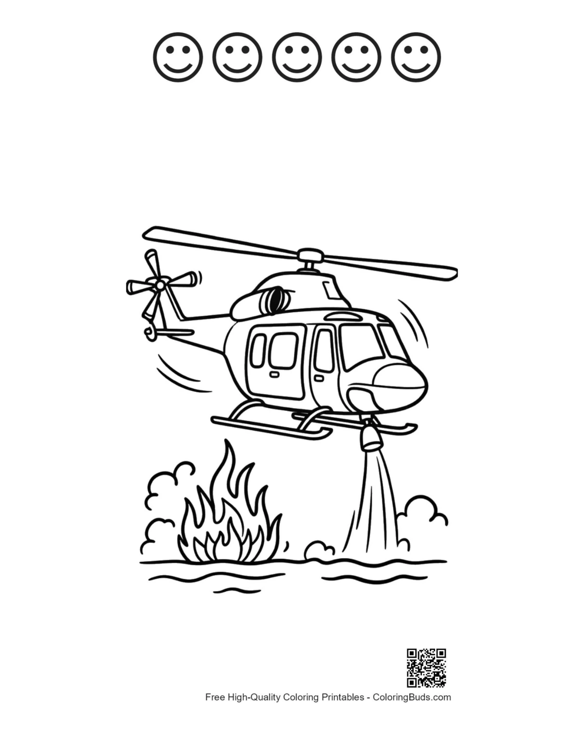 Rescue chopper sheet with 5 happy faces