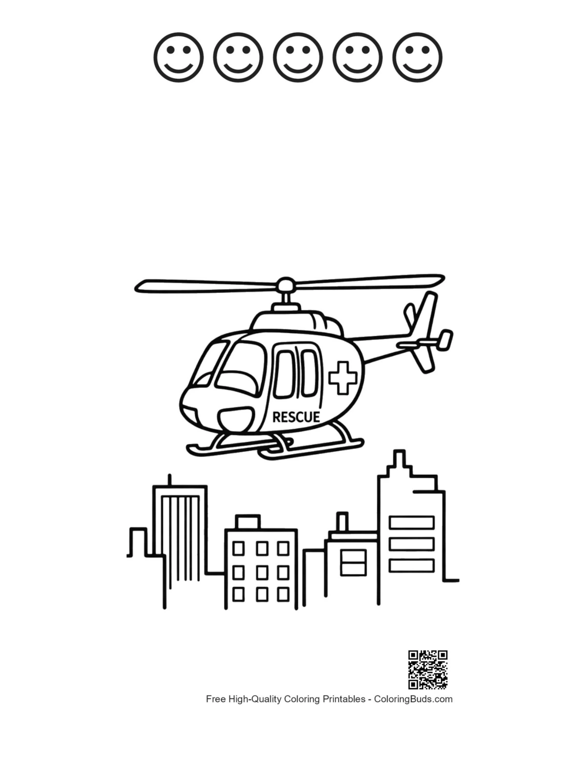 Rescue chopper skyline 5 happy face outline printable