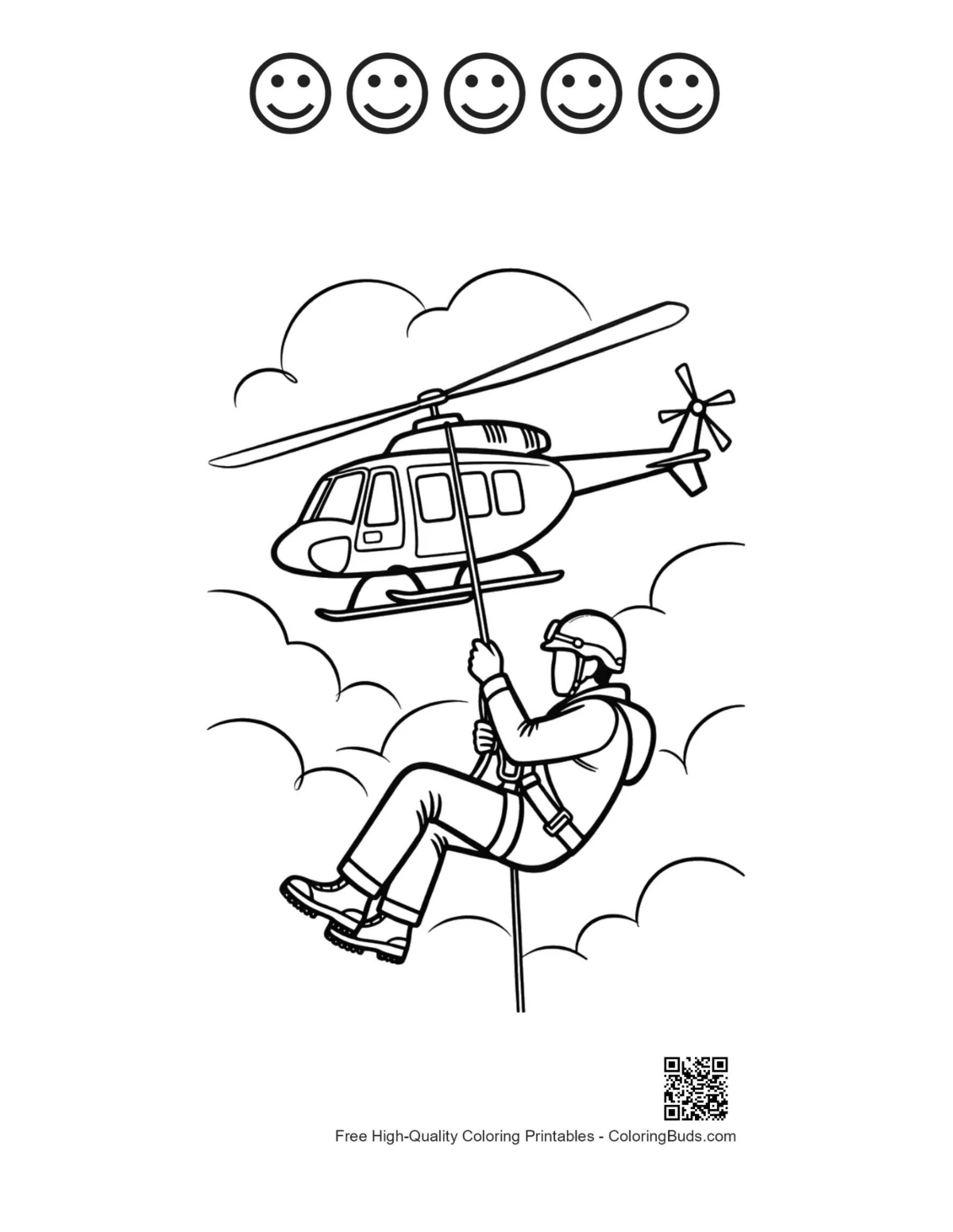 Rescue chopper climber 5 happy faces outline sheet