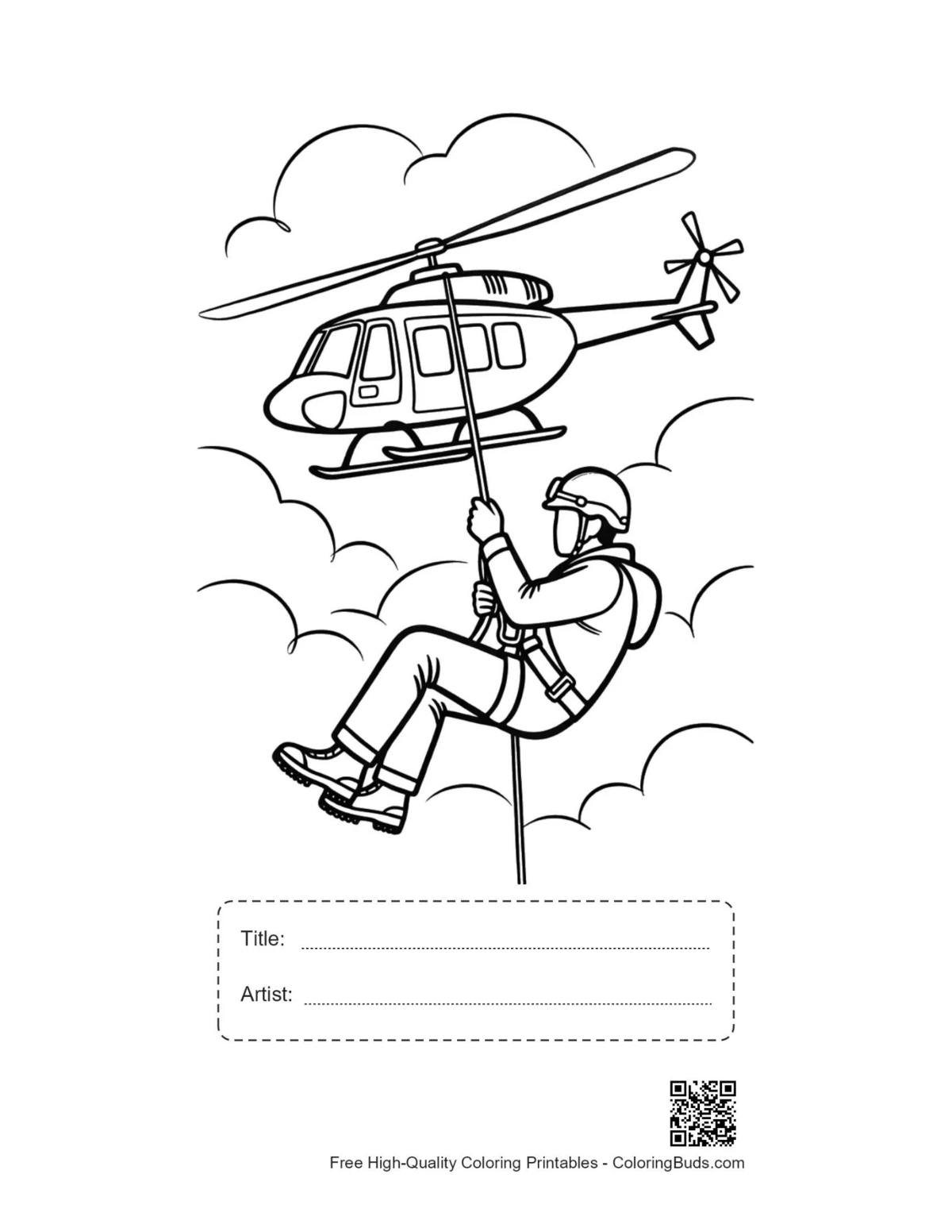 Printable rescue chopper climber with title box