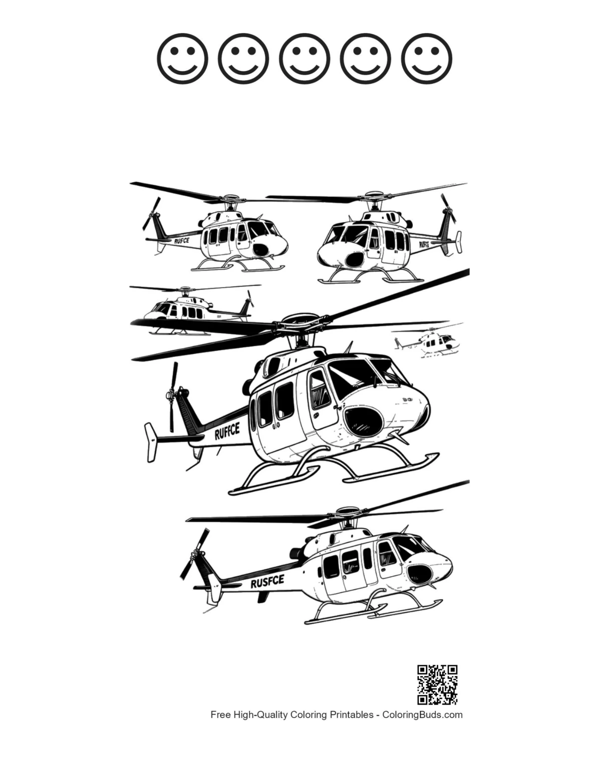 Rescue Chopper Lineup happy face outlines