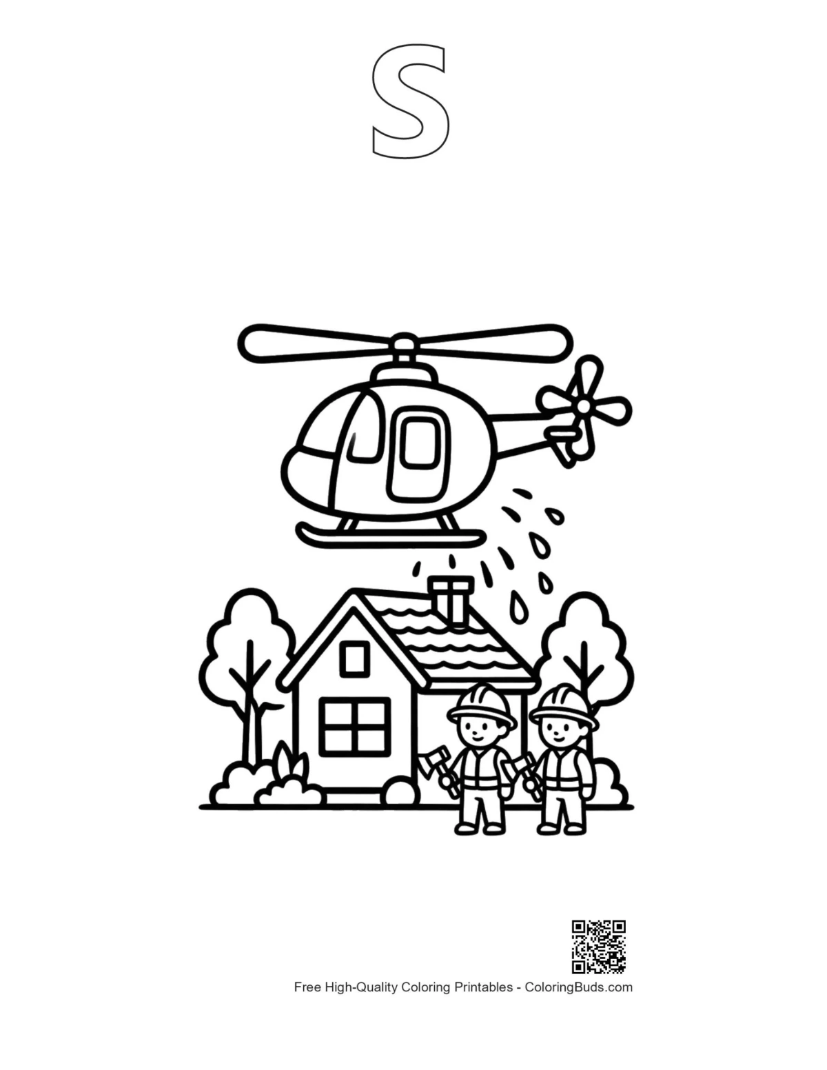 Rescue chopper outline with alphabet S