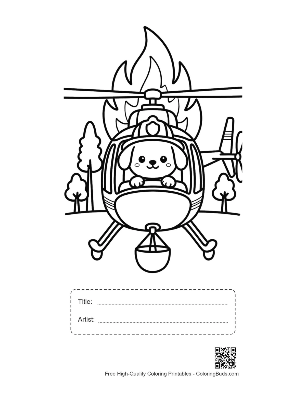 Rescue chopper forest fire printable with title box