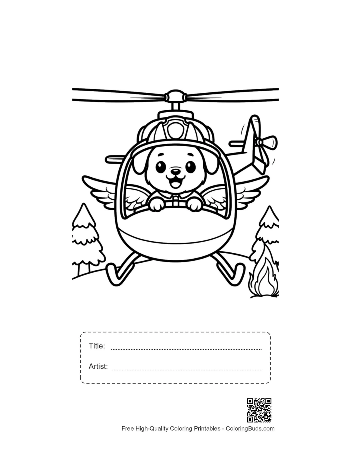 Teddy bear rescue chopper printable with title box