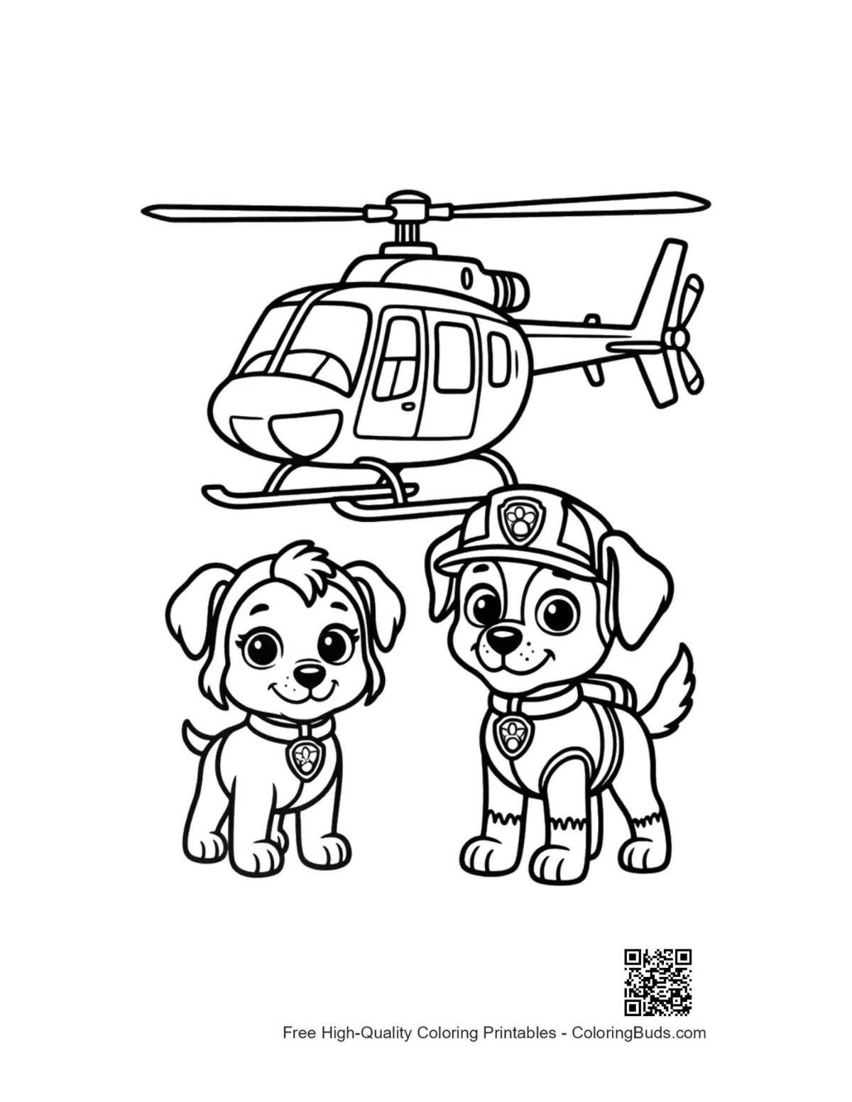 Heroic rescue pups helicopter coloring page printable