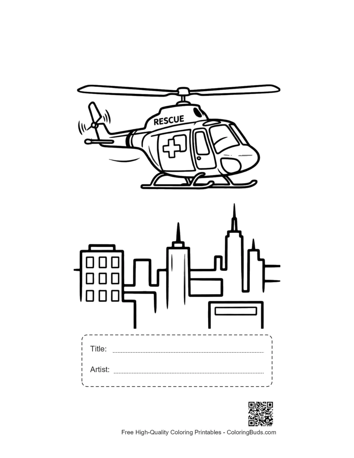 Rescue chopper printable with title artist box