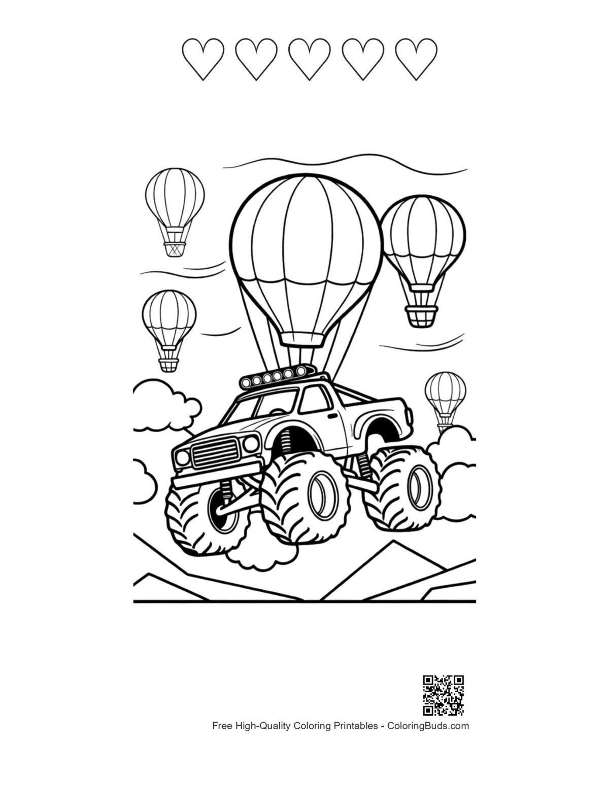 Big Wheels printable heart outlines