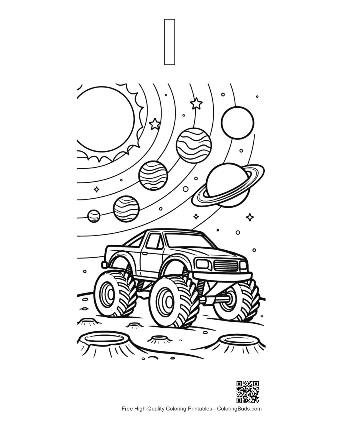 Lunar Big Wheels truck alphabet I outline printable