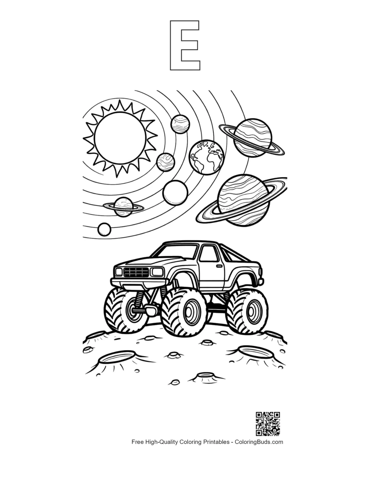 Big Wheels galaxies outline with alphabet E