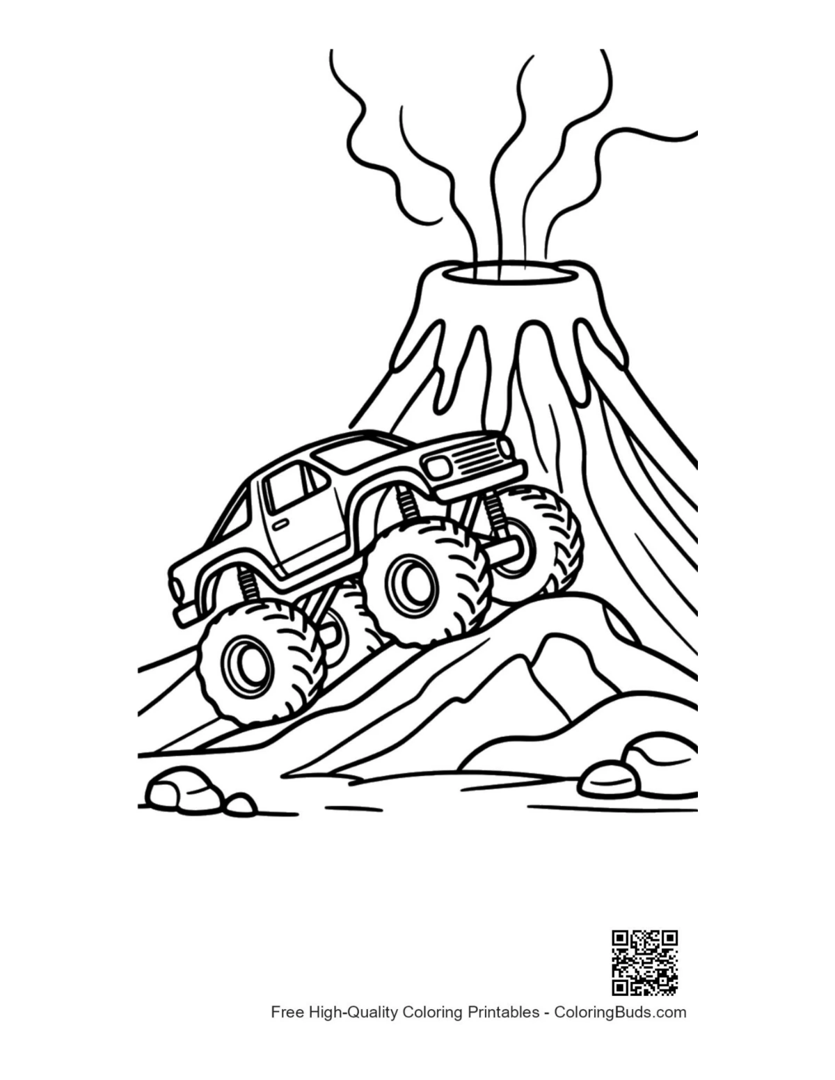 Free Big Wheels coloring sheet printable download