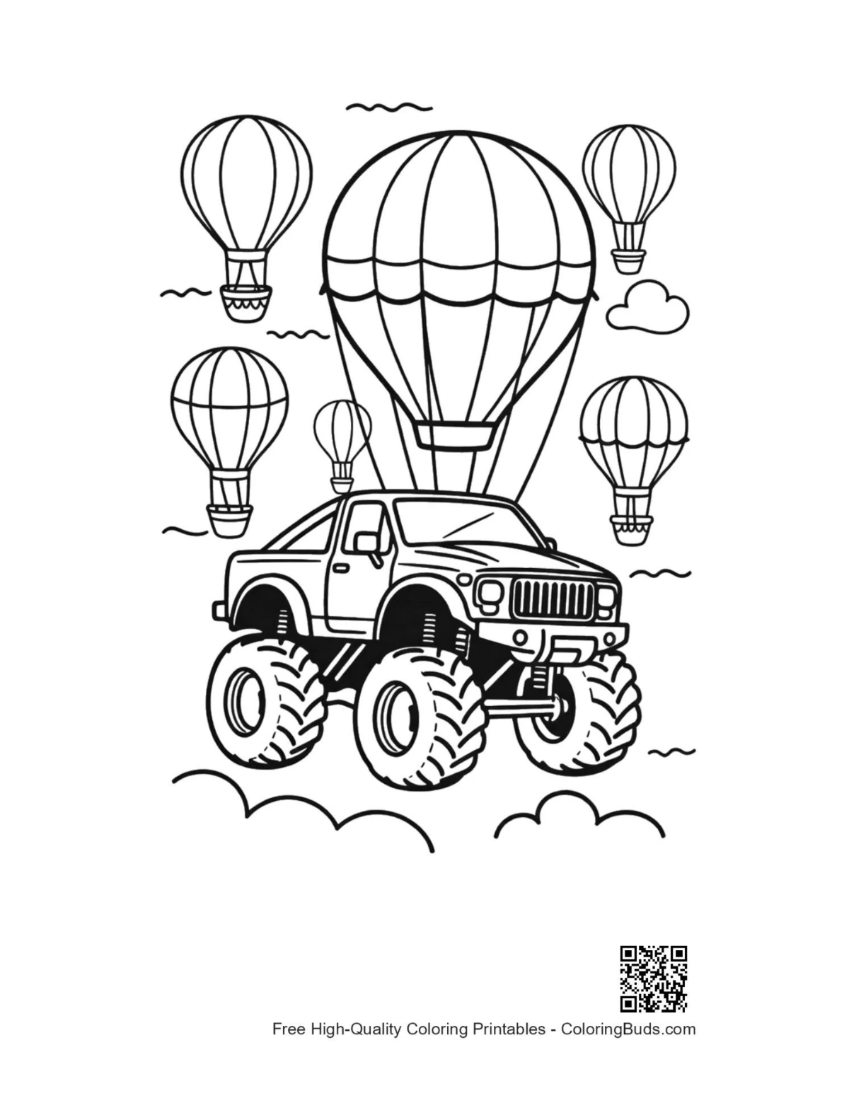 Printable Big Wheels coloring sheet download