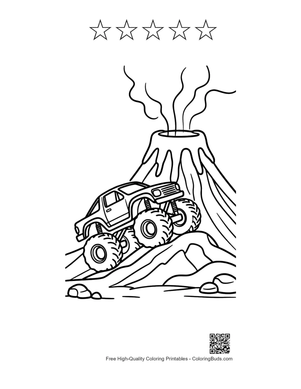 Printable Big Wheels sheet with 5 star outlines