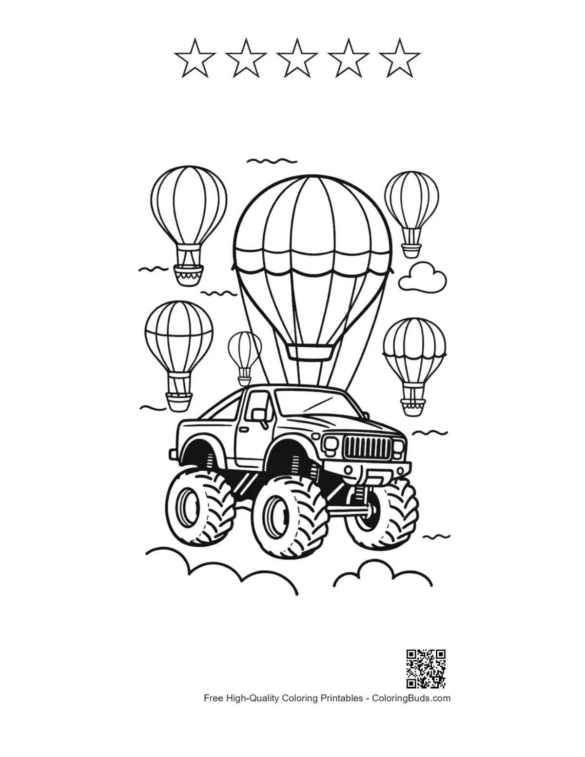 Big Wheels printable with 5 star outlines