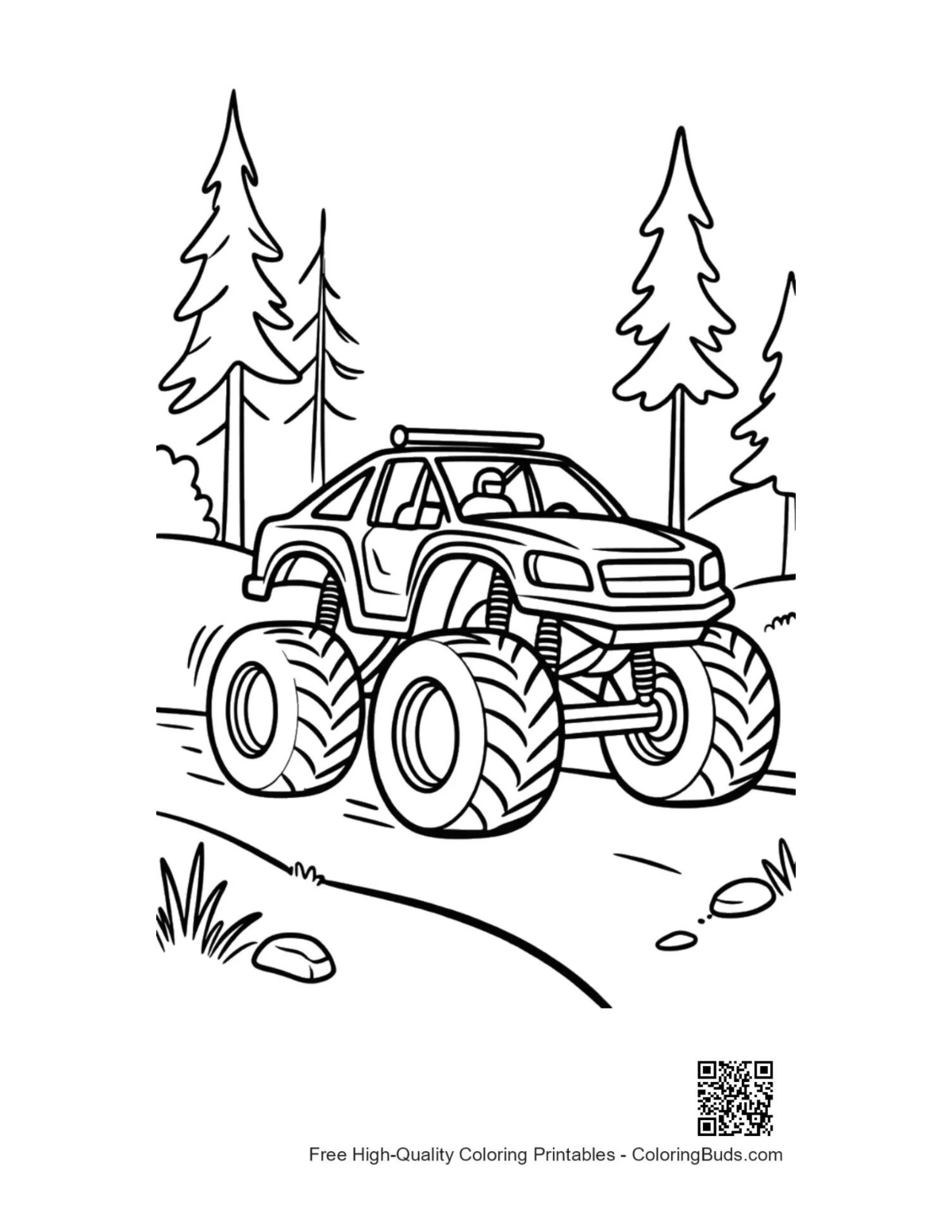 Free Big Wheels for kids printable coloring page