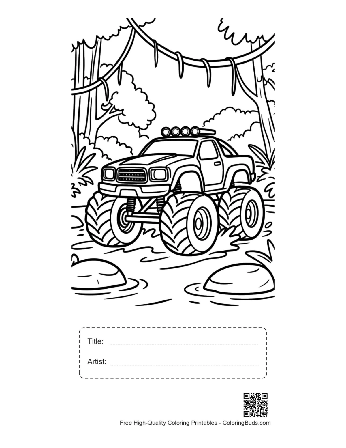 Monster truck vines printable with title box