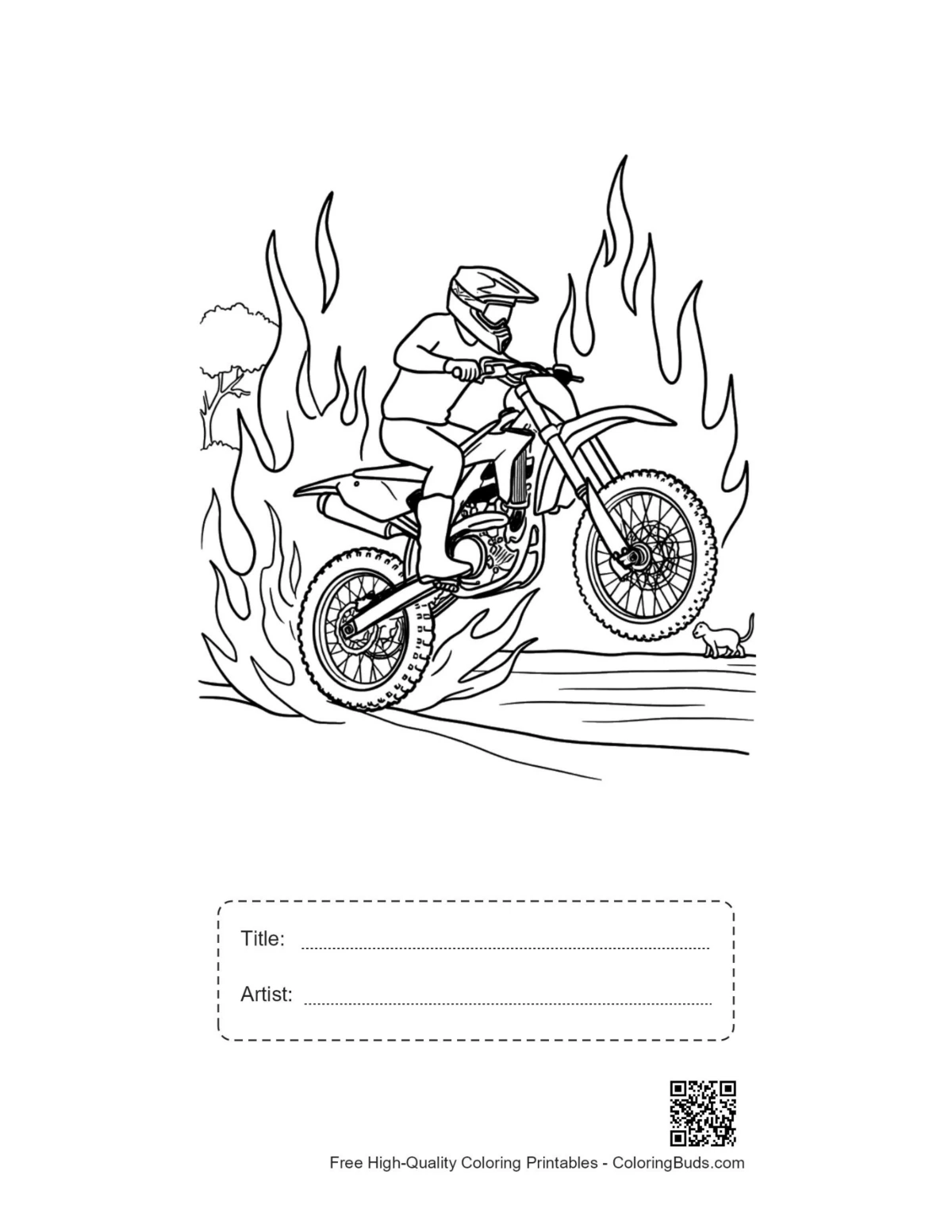 Dirt bike printable with title and artist box