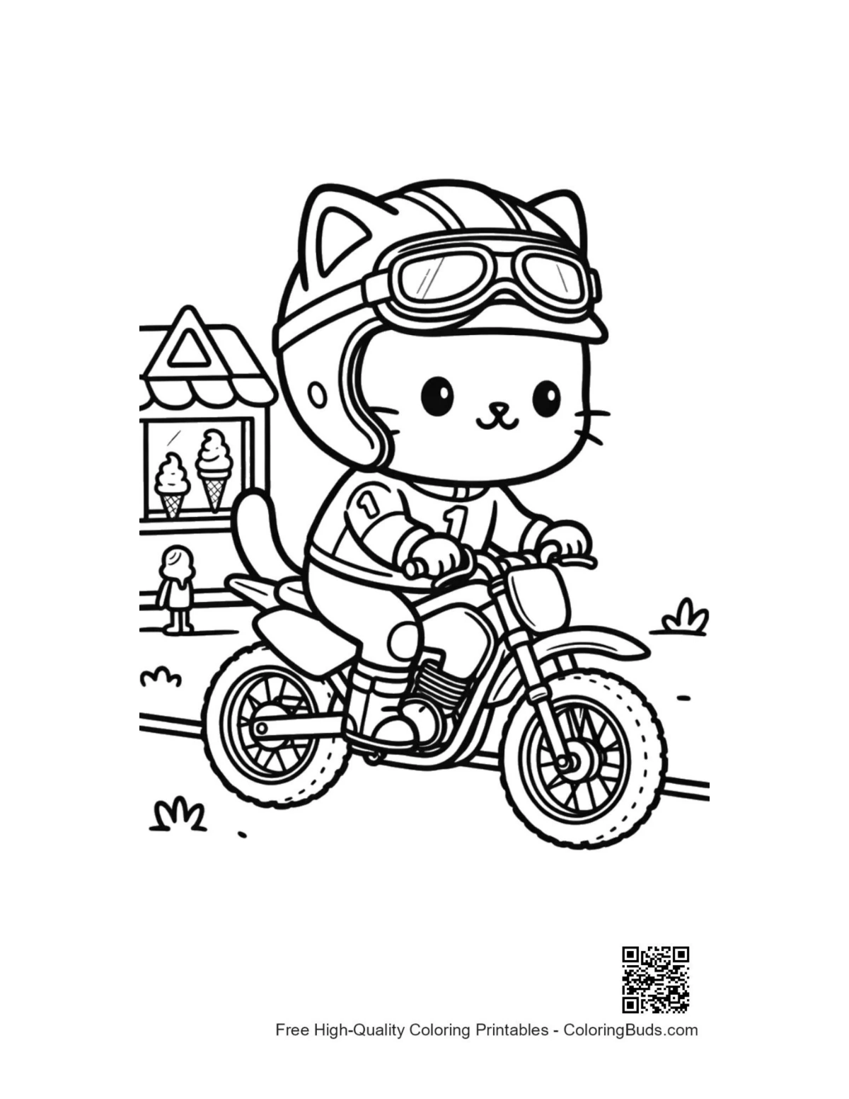 Free printable dirt bike coloring page outline