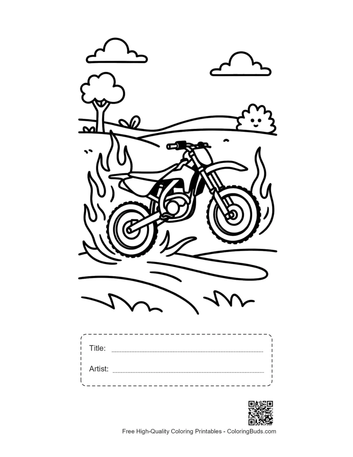 Dirt bike muddy path printable with title box