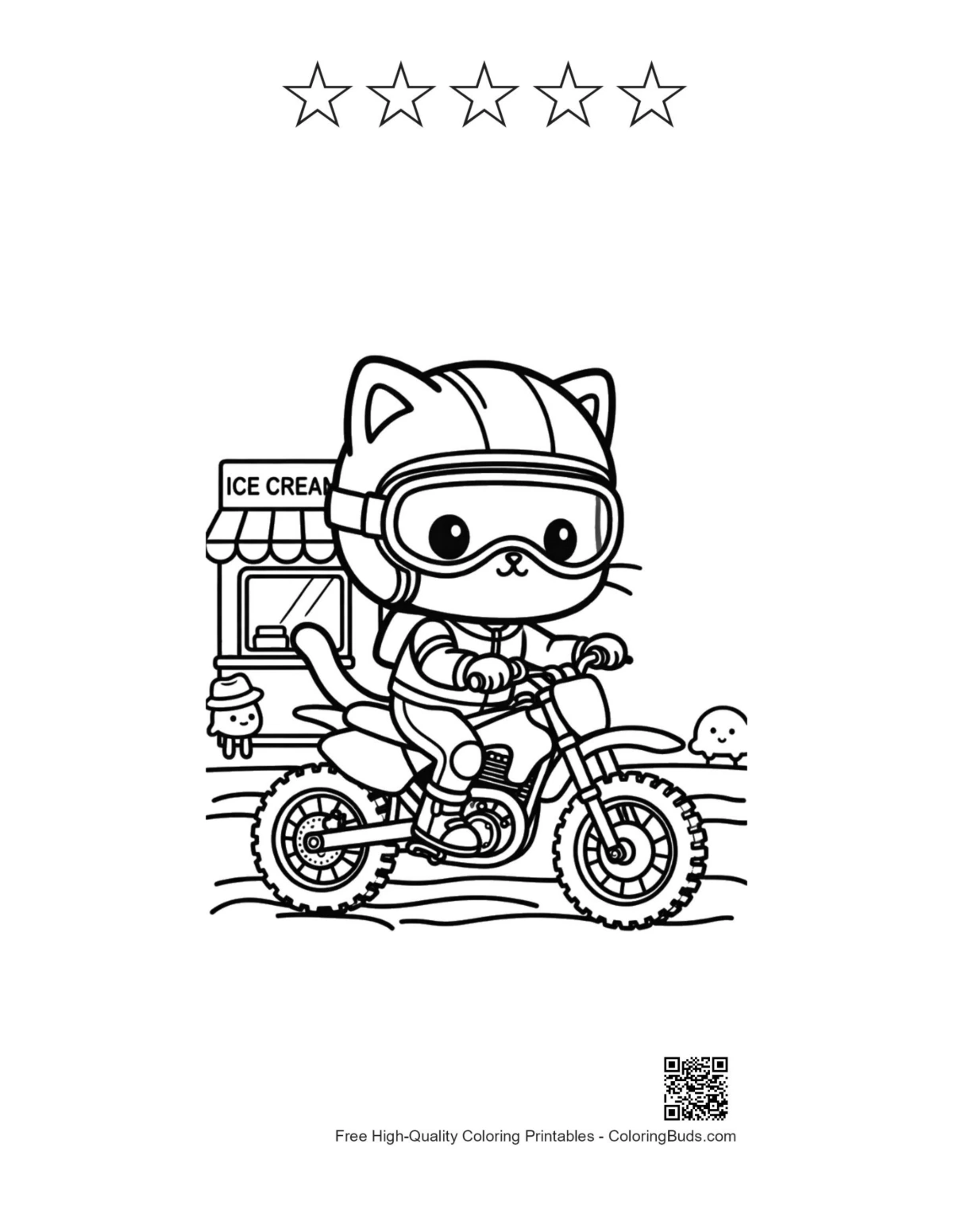 Dirt bike printable with 5 star outlines