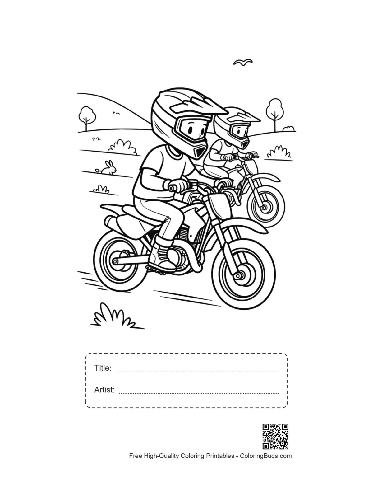Easy dirt bike printable with title box
