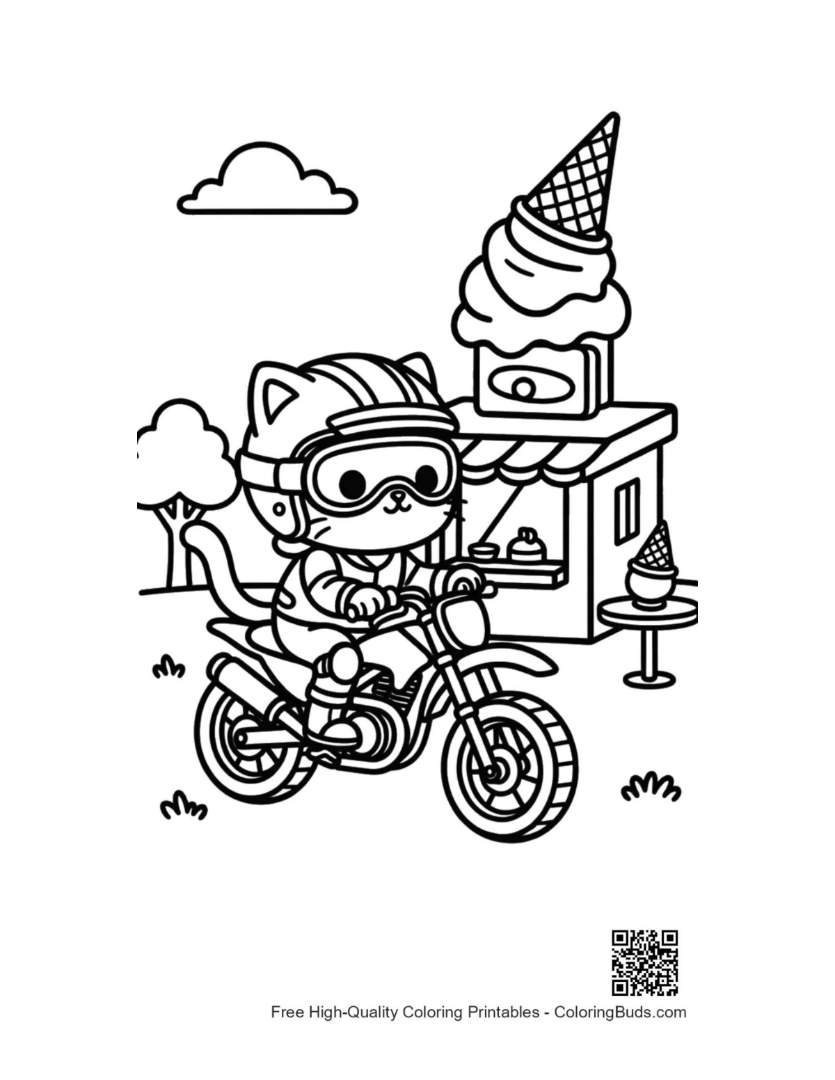 Easy dirt bike coloring page printable