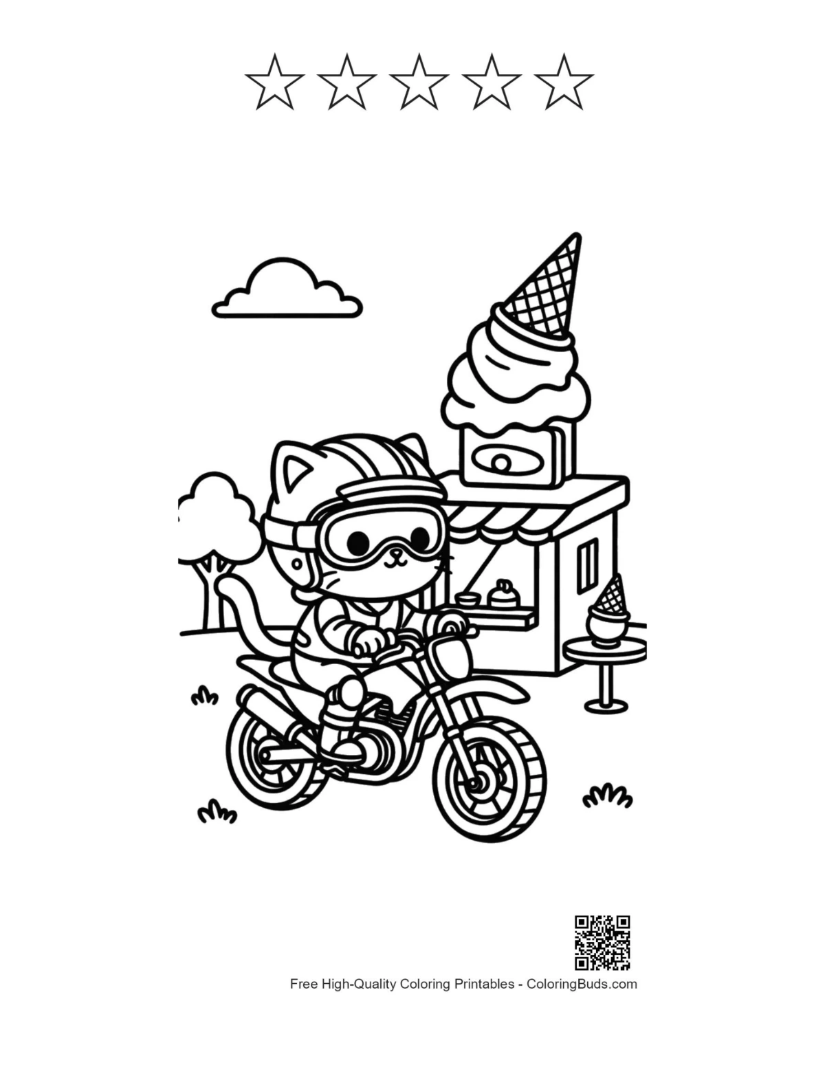 Dirt bike printable with 5 star outlines