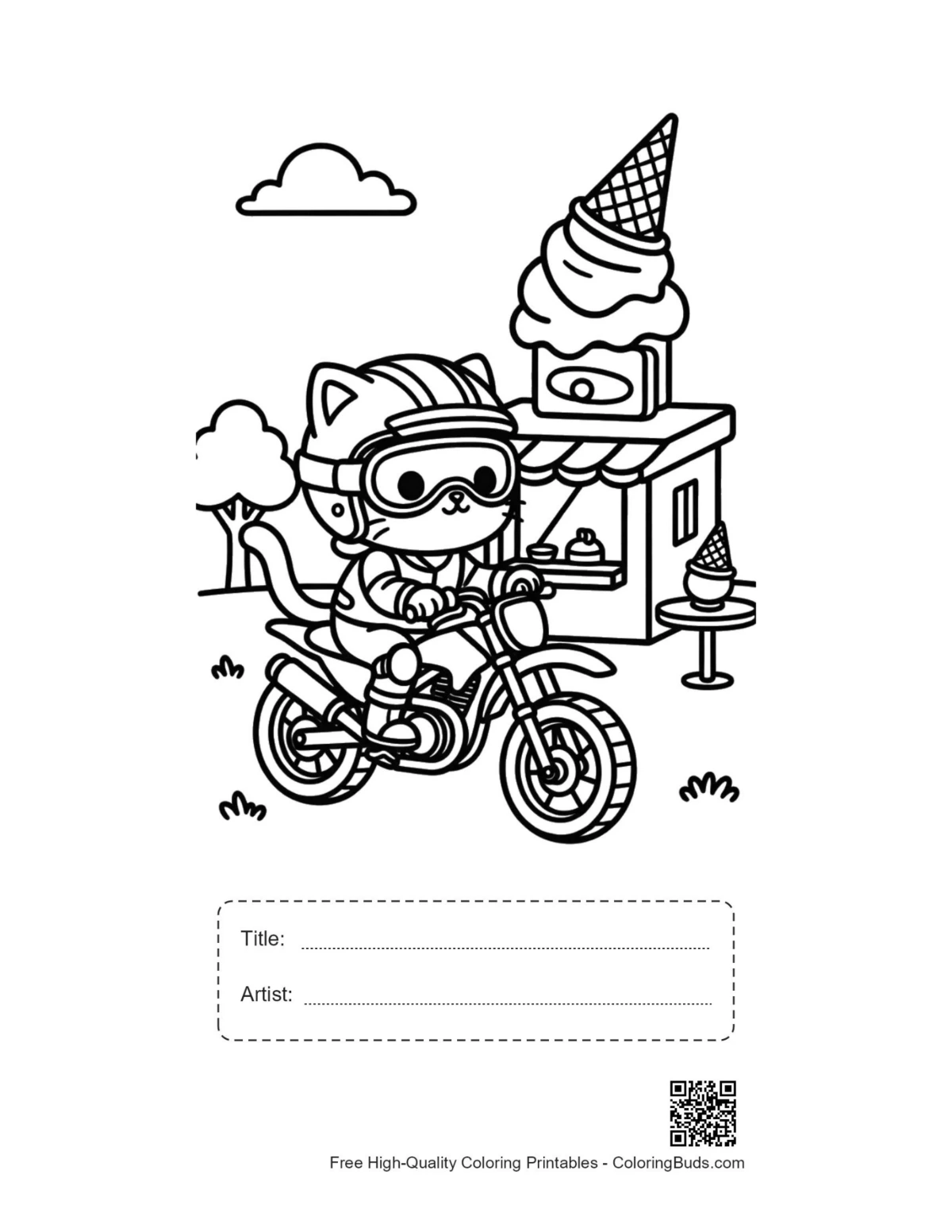 Dirt bike printable with title and artist box