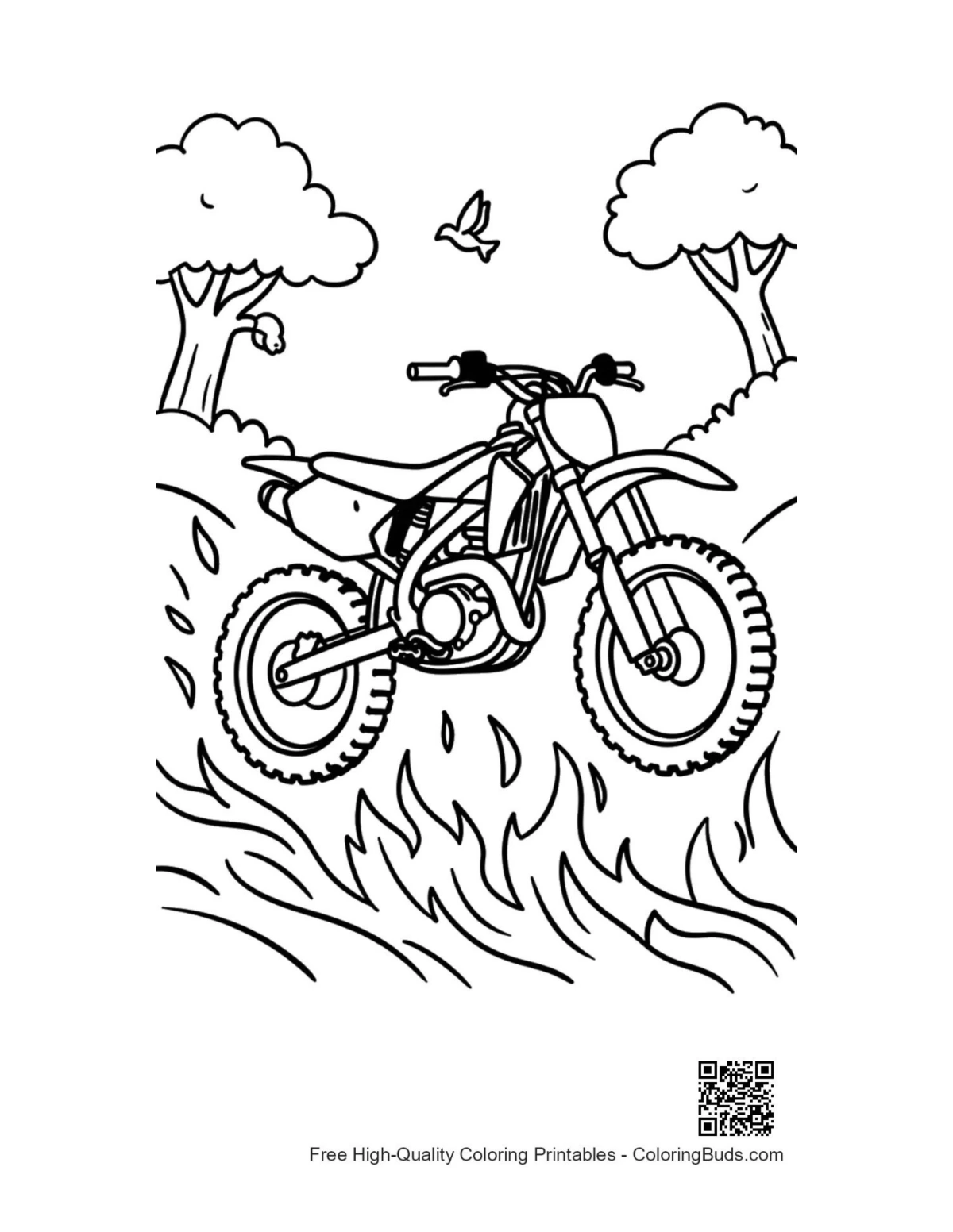 Fast dirt bike racing wild grass printable