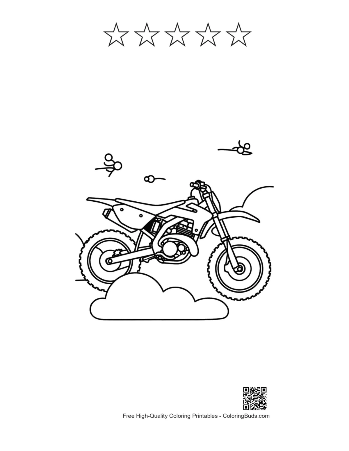 Motocross jump printable with 5 star outlines dirt bike
