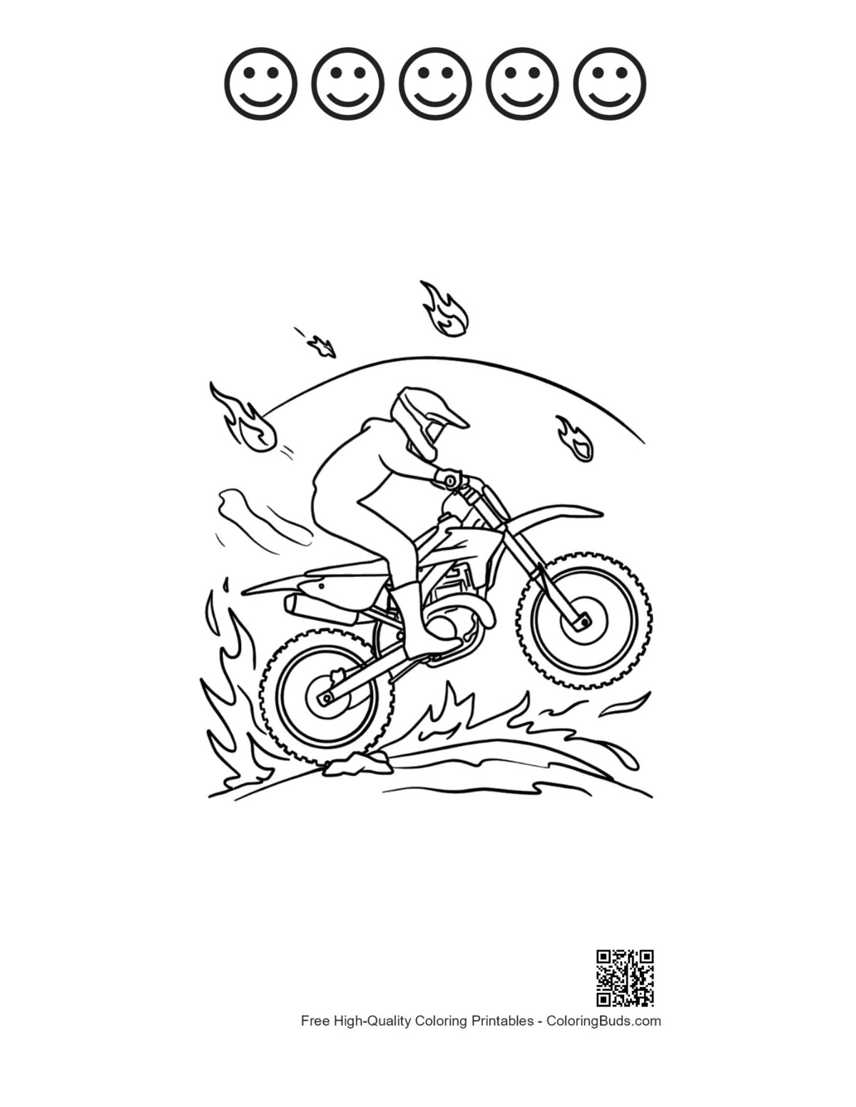 Dirt bike jump with happy faces printable