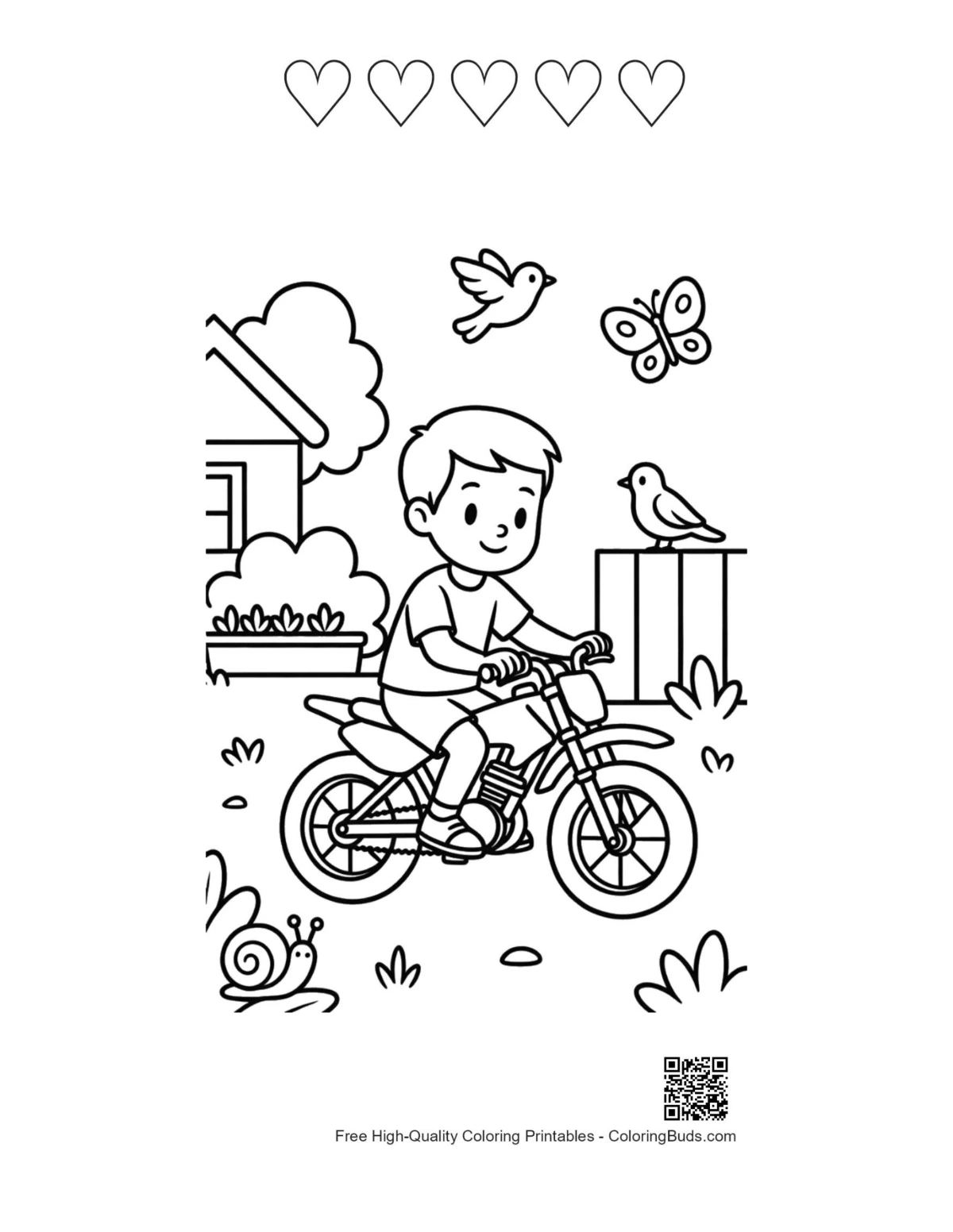 Dirt bike backyard ride with heart outlines