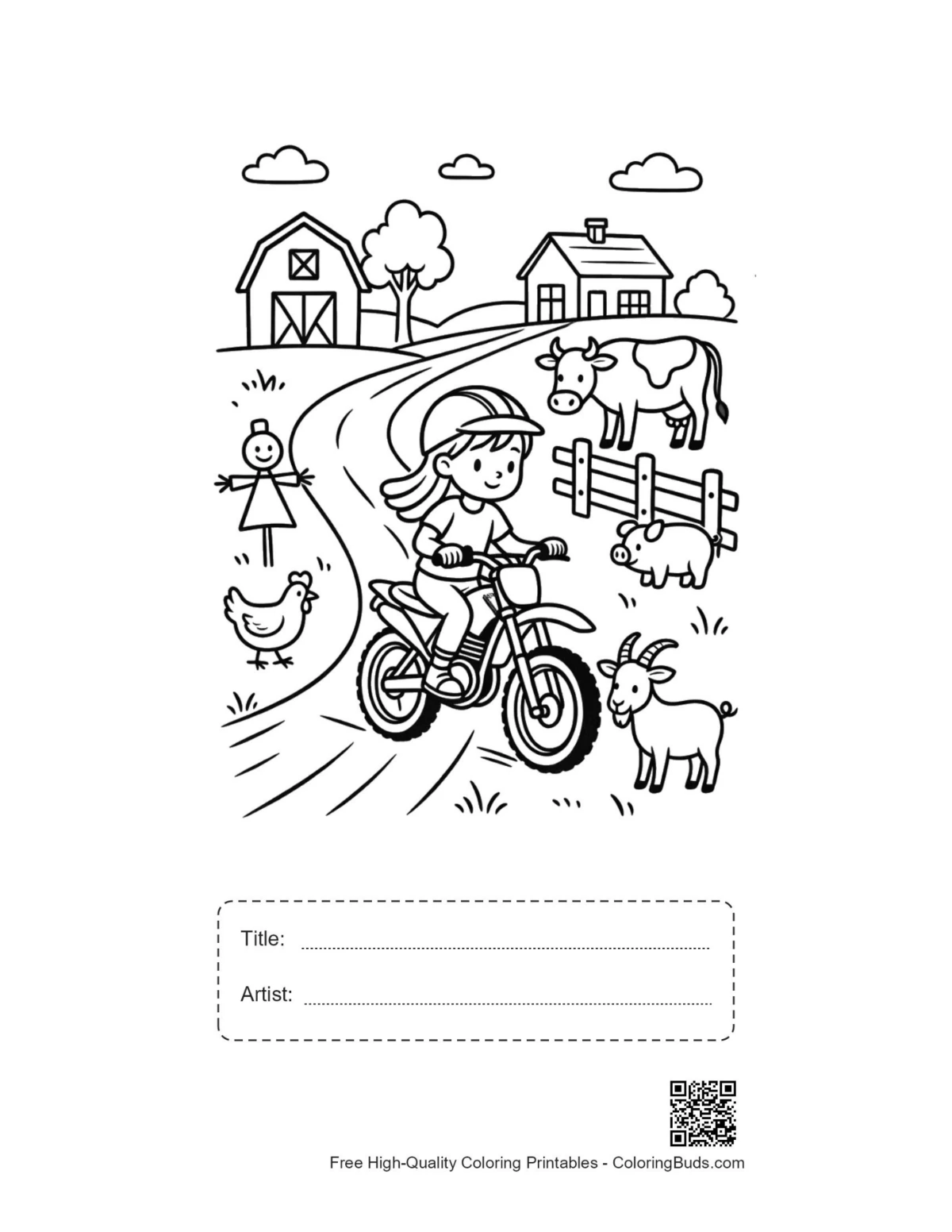 Mini dirt bike farm trail printable with title box