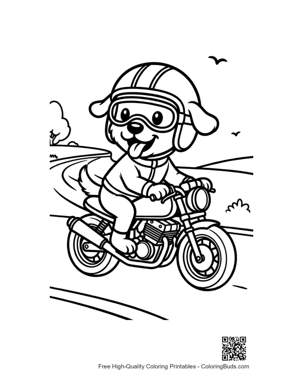 Sport bike printable coloring page outline