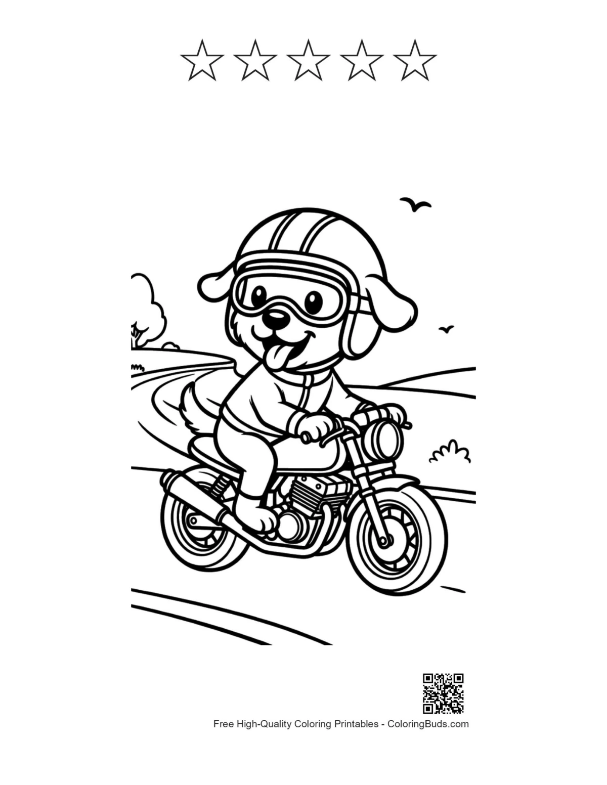 Sport bike printable with 5 star outlines