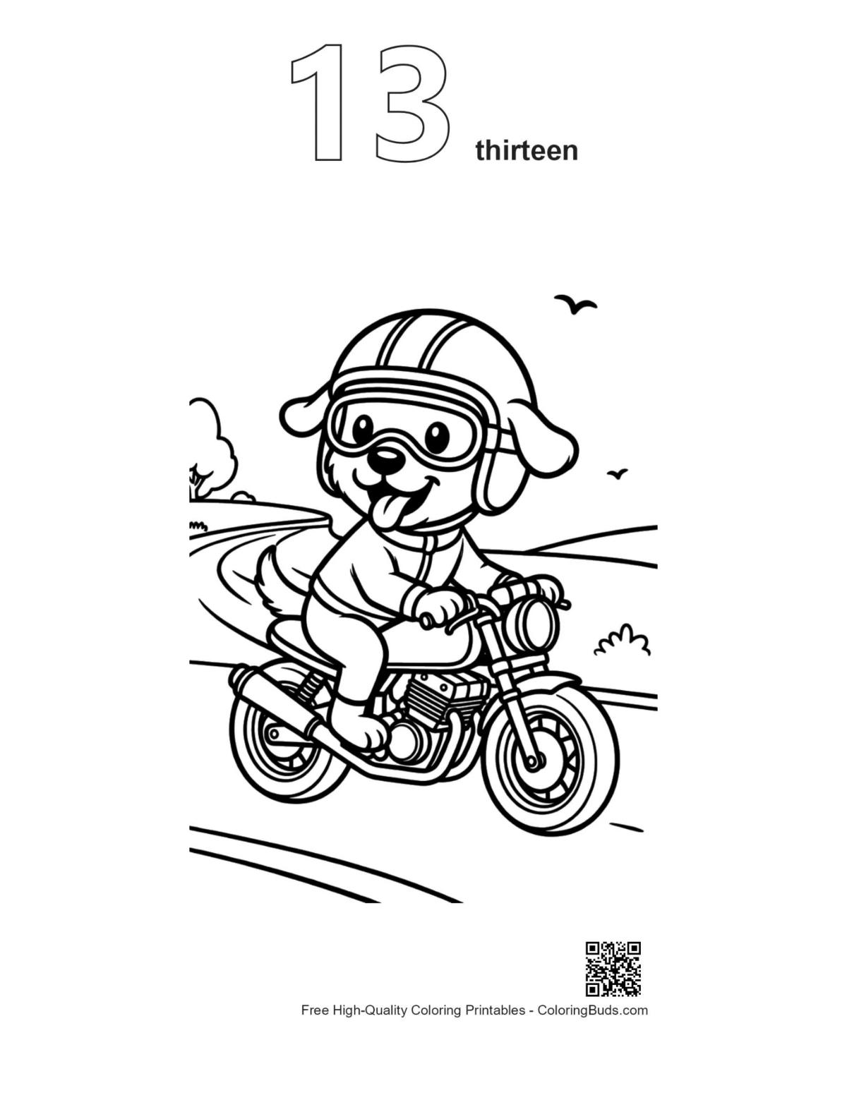 Sport bike printable outline number 13