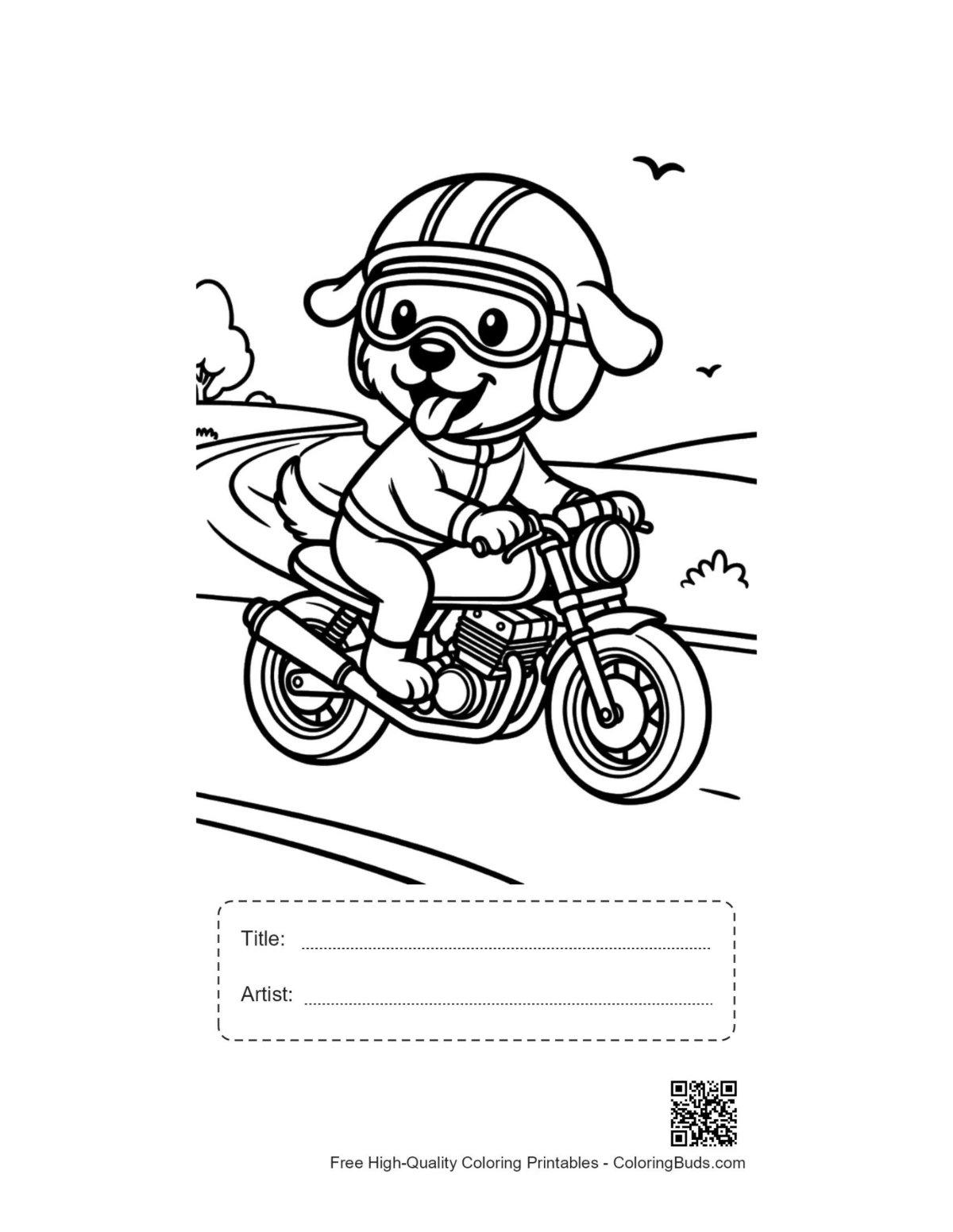 Sport bike printable with title artist box