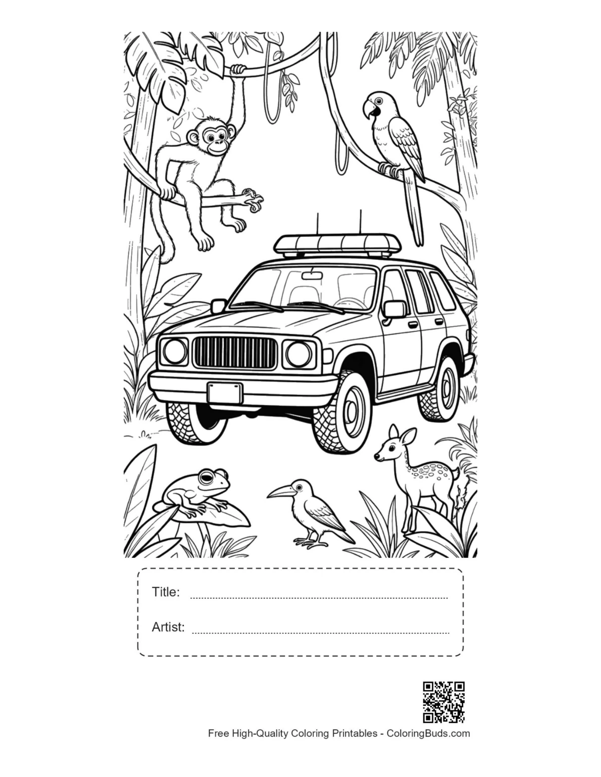 Cute police cruiser printable with title box
