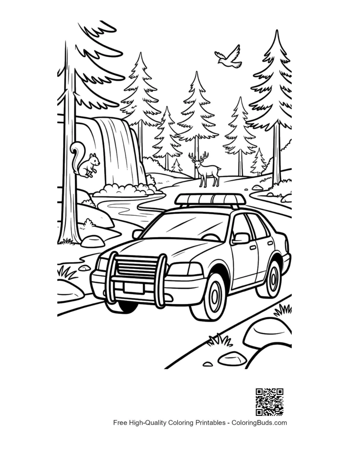 Easy police cruiser coloring sheet printable