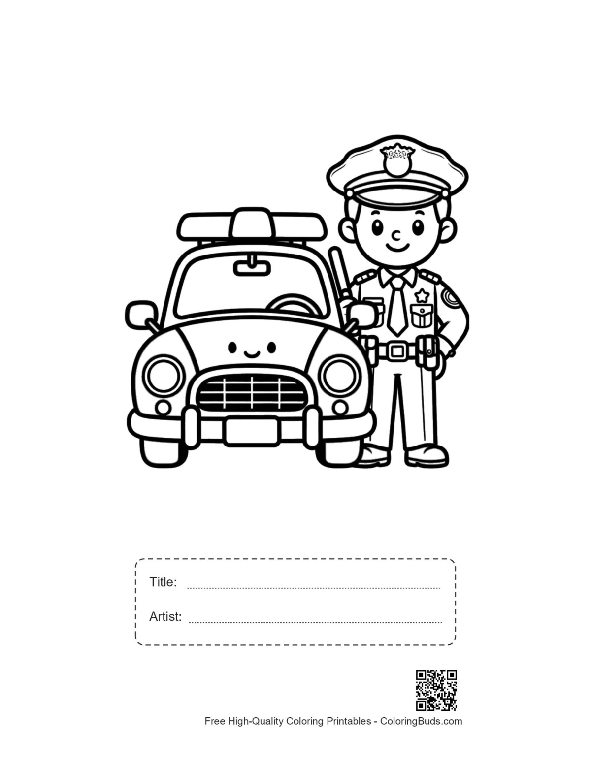 Police cruiser printable with title box